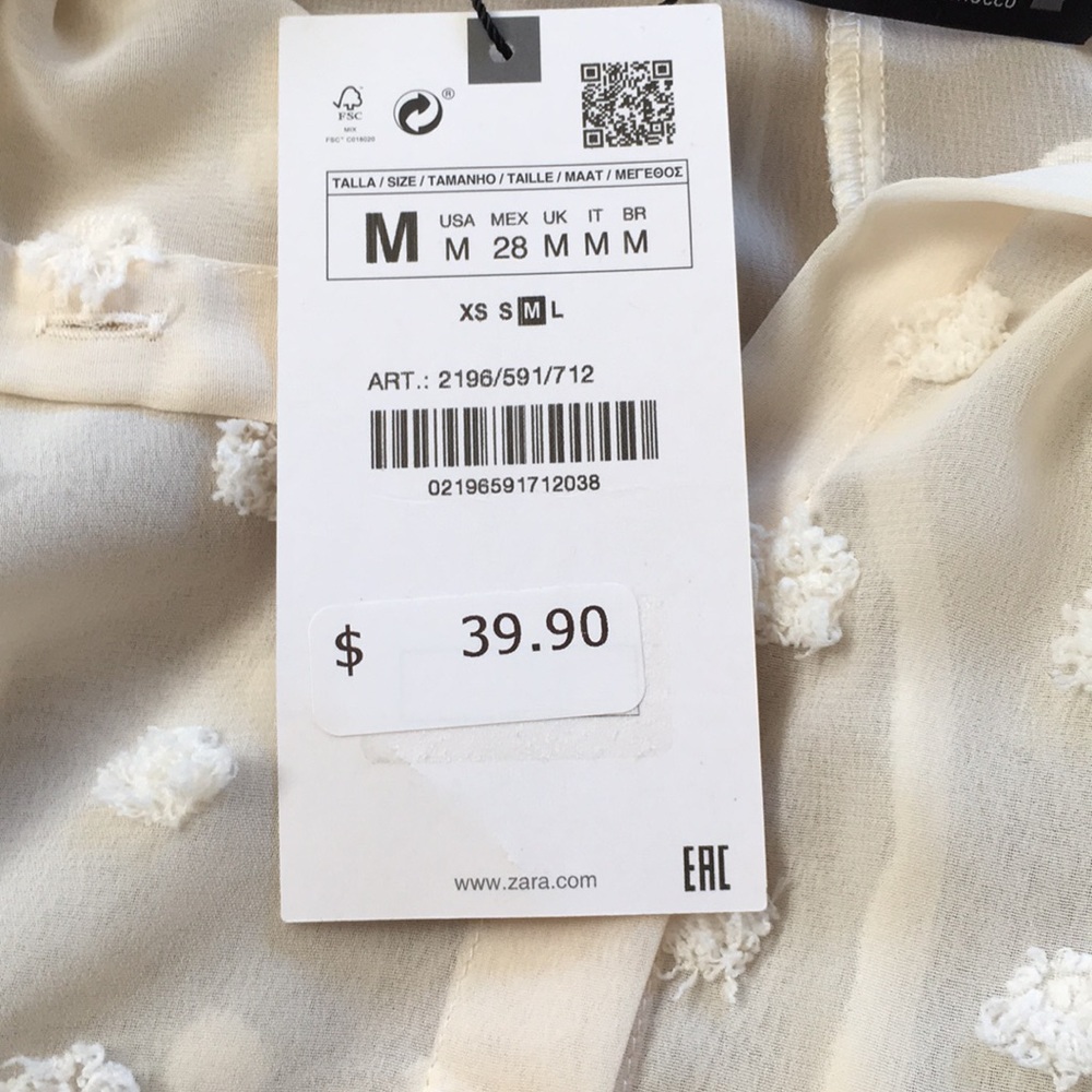Zara ivory textured shirt - Picture 5 of 6